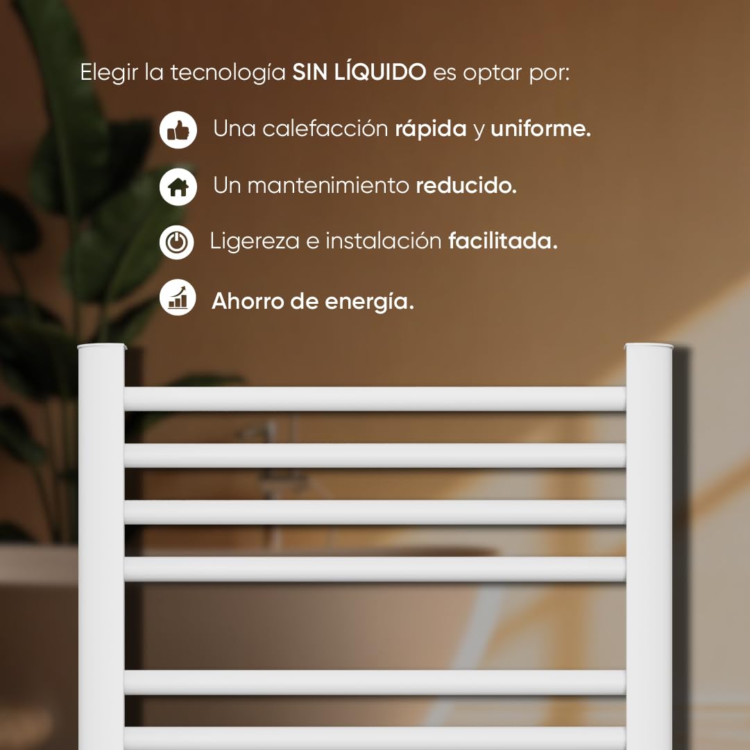 BESTHERM - Secador de toalla eléctrico sin fluido con soplador de 500 W + 1000 W H.100,5 x L54 cm, color blanco