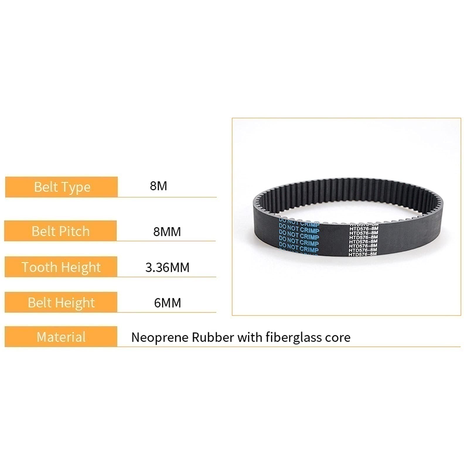 560-8M-25 Arc Tooth Belts, Width 5-40mm, Length - View #5