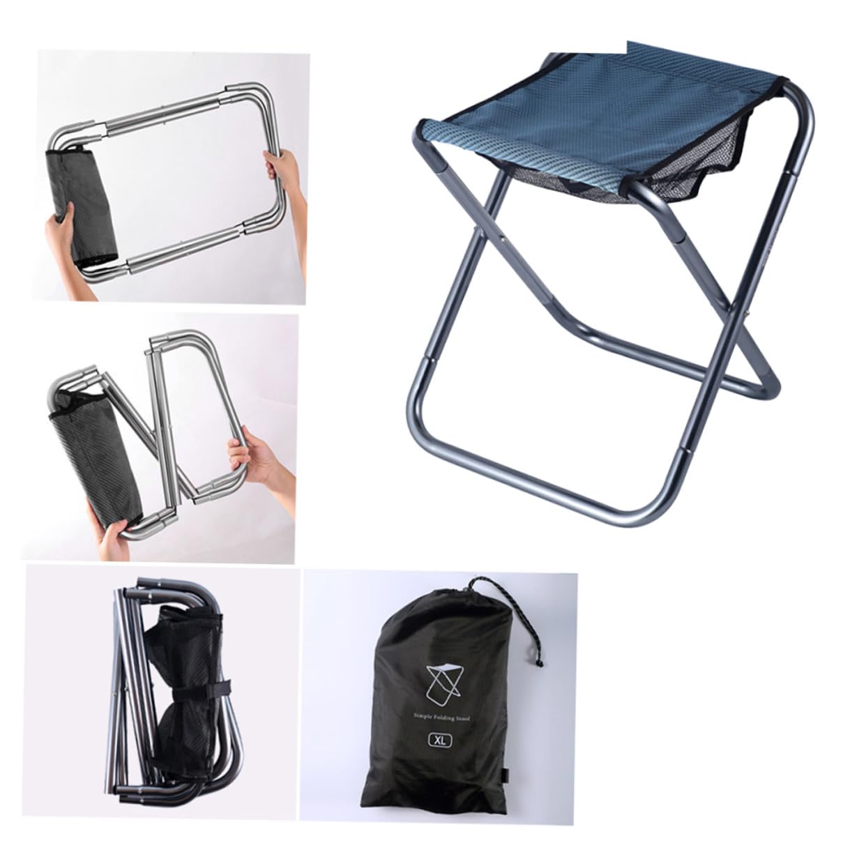 ULTECHNOVO Sgabello Pieghevole Portatile in Lega di Alluminio Resistente e Facile da Montare, per Campeggio e Spiaggia, Seduta Comoda per Escursionismo e Pesca