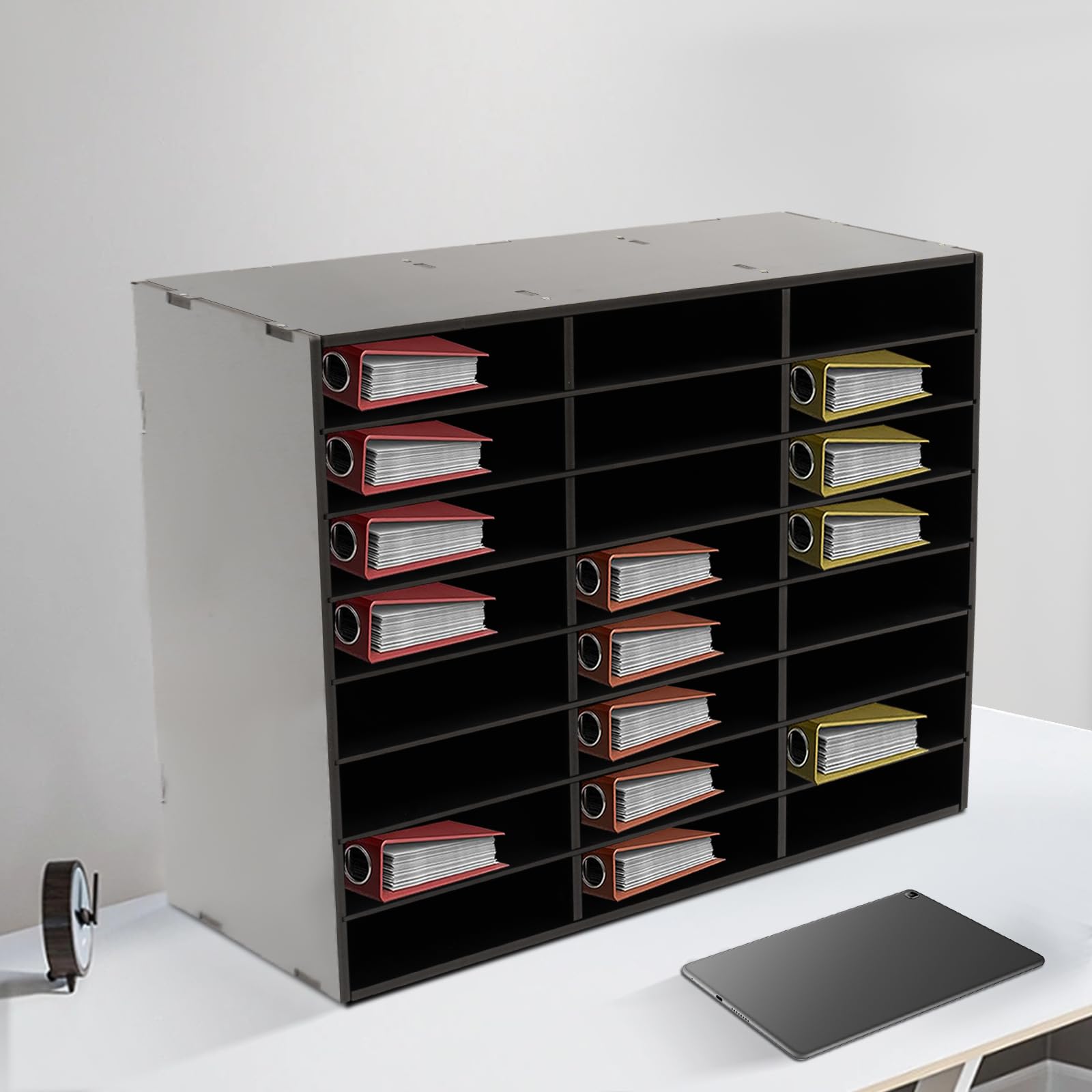 Organizador de oficina con 36 compartimentos, archivador de escritorio, buzón de oficina, para guardar documentos, cuadernos y carpetas (negro)