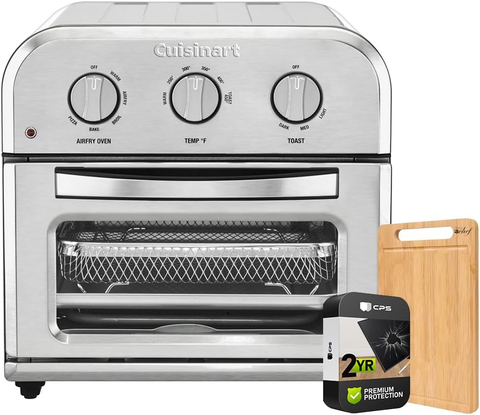 Cuisinart TOA-26 Compact AirFryer/Convection Toaster Oven Stainless Steel Bundle with Deco Chef Premium Bamboo Cutting Board and 2 YR CPS Enhanced Protection Pack Cuisinart TOA-26 Compact AirFryer/Convection Toaster Oven Stainless Steel Bundle with Deco Chef Premium Bamboo Cutting Board and 2 YR CPS Enhanced Protection Pack
