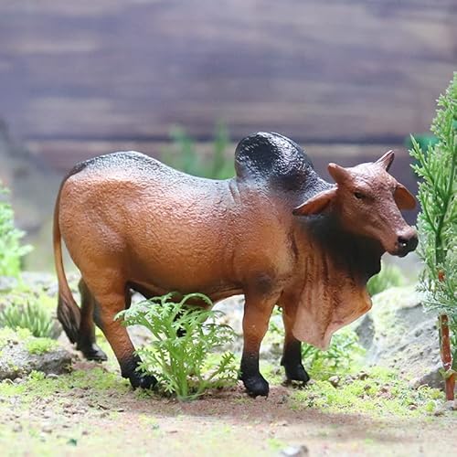 Hiawbon Bull Figure Red Bull Figurine Realistic Plastic Cattle Model For Christmas Farm Theme Party Favors Set A #TOP4
