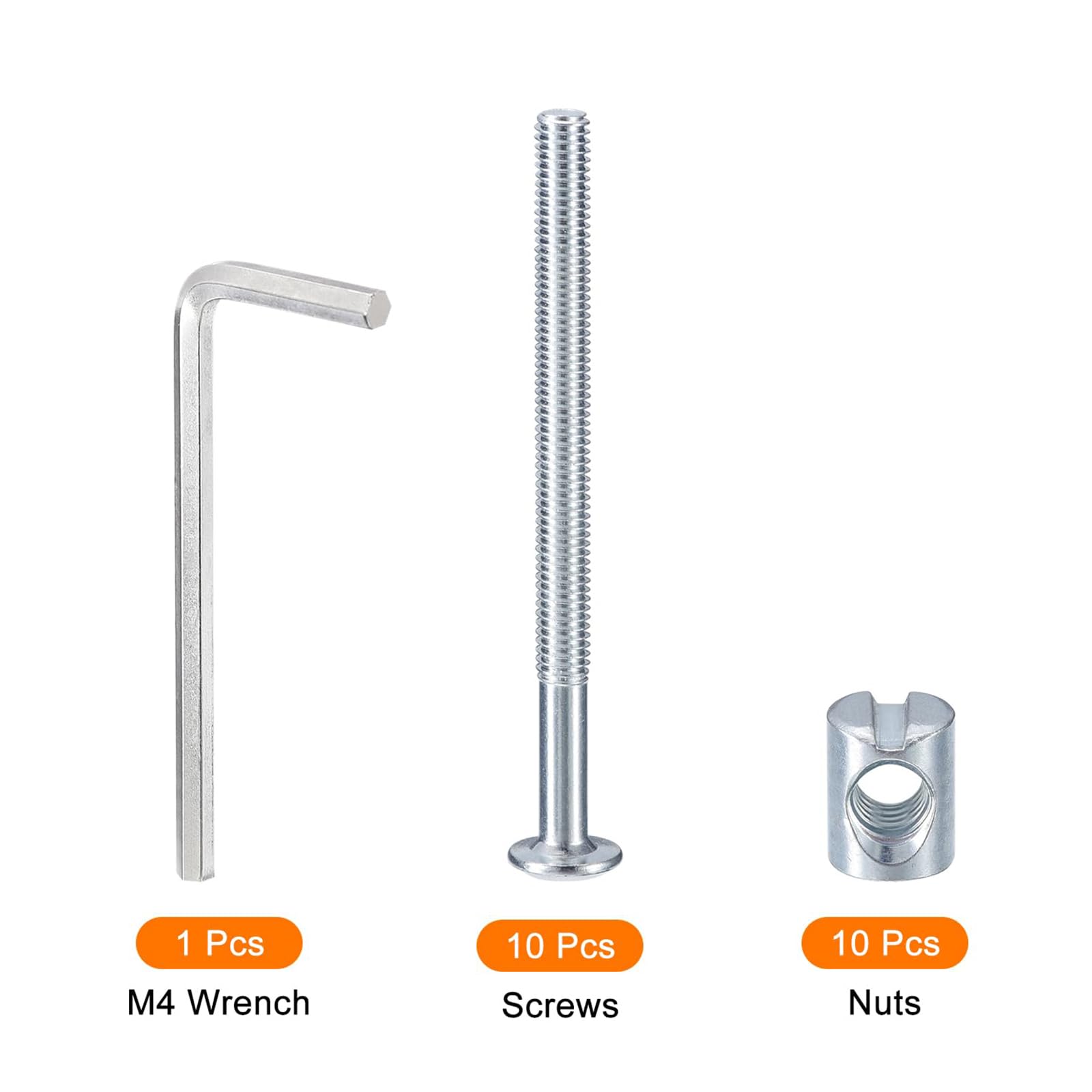 TA-VIGOR M6 x 80mm Hex Socket Head Furniture Bolts and Barrel Nuts Set, Bed Frame Connecting Screws with Wrench - Image 3