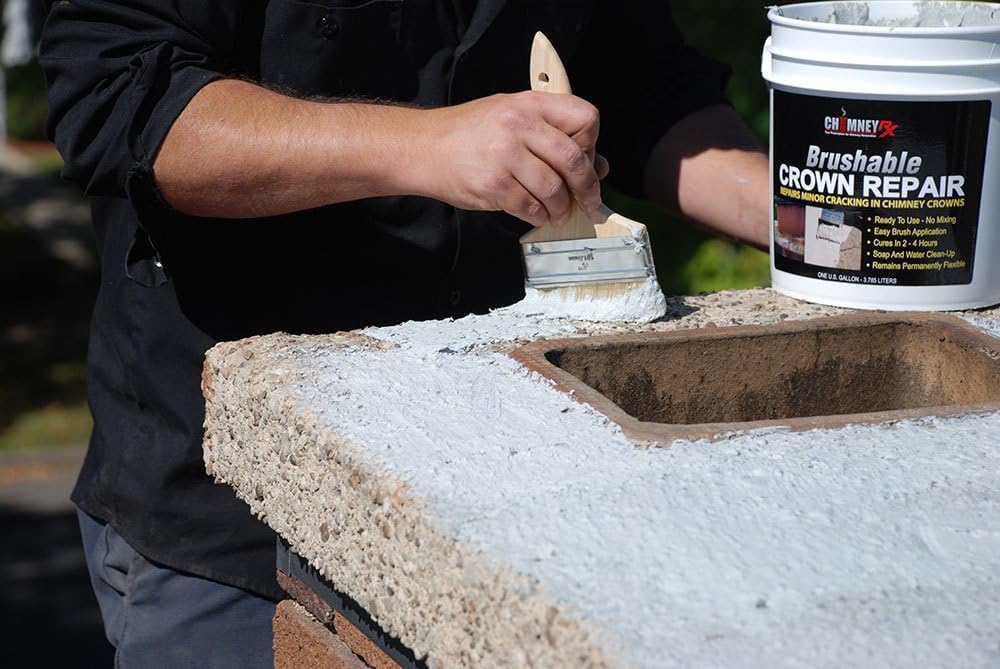 ChimneyRx 300014 Brushable Chimney Crown Repair – Elastomeric & Waterproof Coating for Crowns & Masonry - Fast-Setting & Long-Lasting Protection Crack & Leak Prevention - 2 Gallon