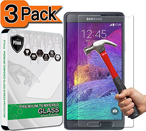 [3-Pack] Note 4 Screen Protector, PThink [Tempered Glass] [9H Hardness] [Anti-Scratch] [Fingerprint Resistant] [Easy-Install] Screen Protector for Samsung Galaxy Note 4