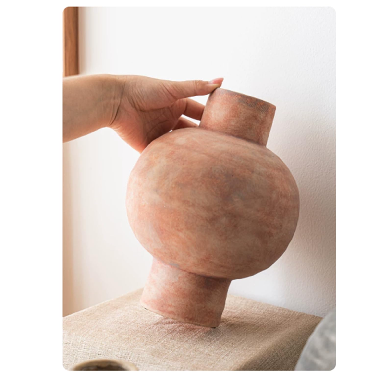 Ceramiczny, nowoczesny wazon dekoracyjny, ręcznie robione wazony z różowej ceramiki, dekoracyjne wazony z terakoty na kwiaty, do salonu, na środek stołu, na stół, do wystroju domu,A