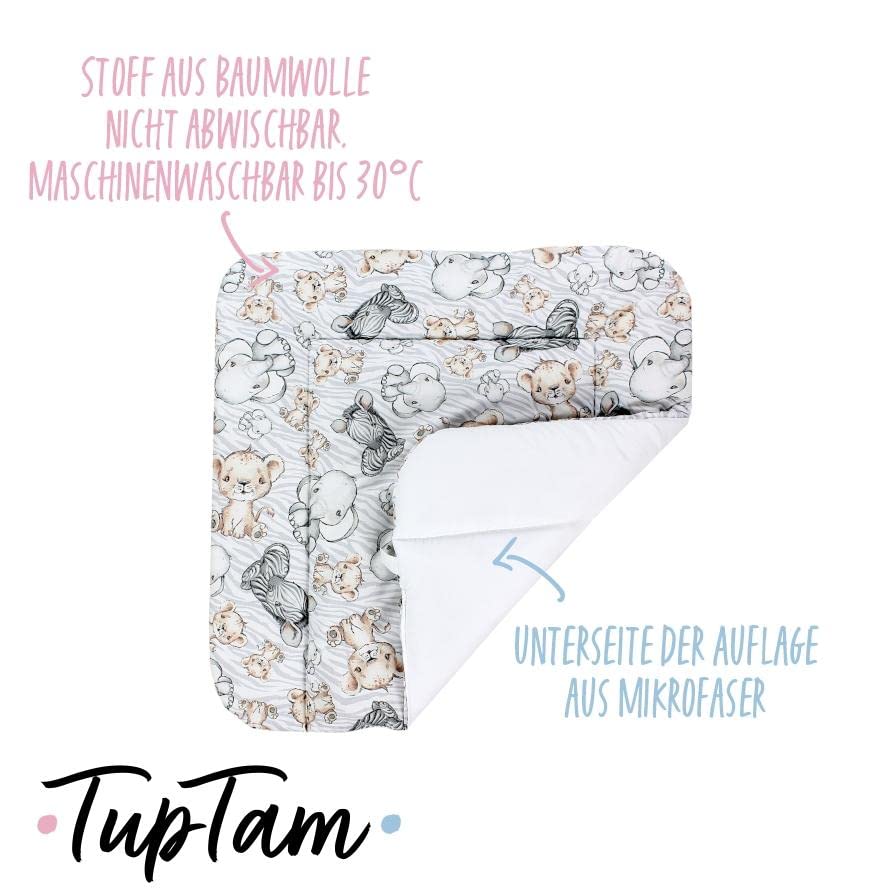 TupTam Baby Changing Mat Softly Padded Patterned, Safari, 70 x 70 cm - Image 3