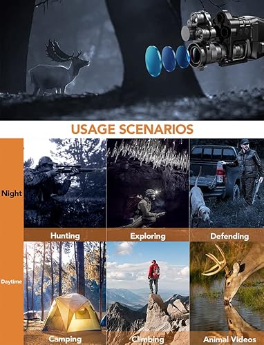 2 In 1 Night Vision Binoculars Monocular 2 Ir 1-24X Zoom Night Vision Goggles Digital With Camera Vision Distance 1640Ft/500M Daytime&Night Outdoor Travel Lcd Screen 800 * 480 Res Photo&Videos 1080P #TOP2