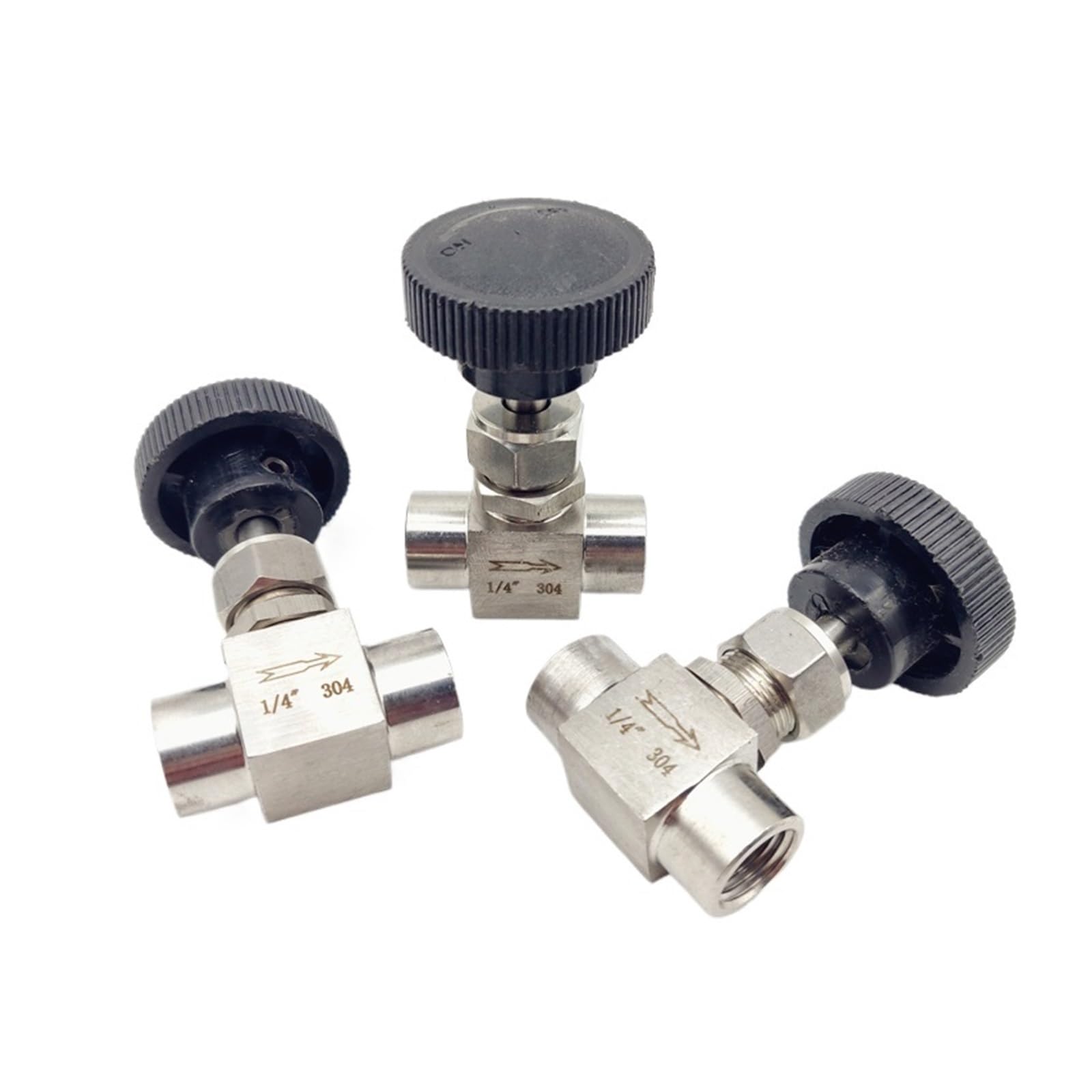 Válvula de Cierre Válvula de Aguja con Rosca Hembra de Acero Inoxidable 304 de 1/8", 1/4", 3/8" y 1/2" Válvula de Globo Tipo Placa pasante(1/2")
