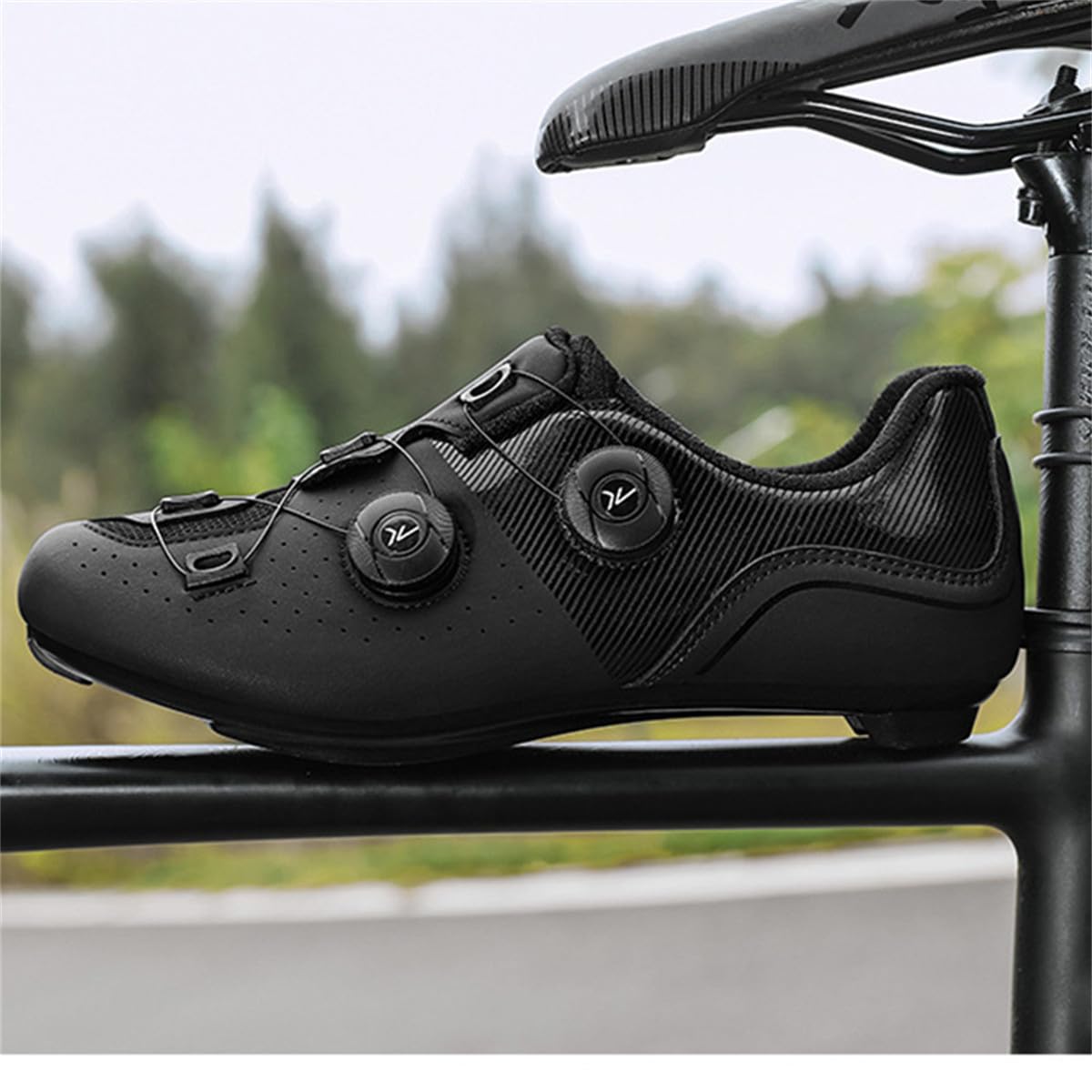 Hixingo Zapatilla de Ciclismo Hombre Mujere Zapatos Bicicleta de Carretera Montaña Exterior Compatibles SPD SPD-SL Look Delta Lock System, Zapatillas de MTB Ciclismo Unisex