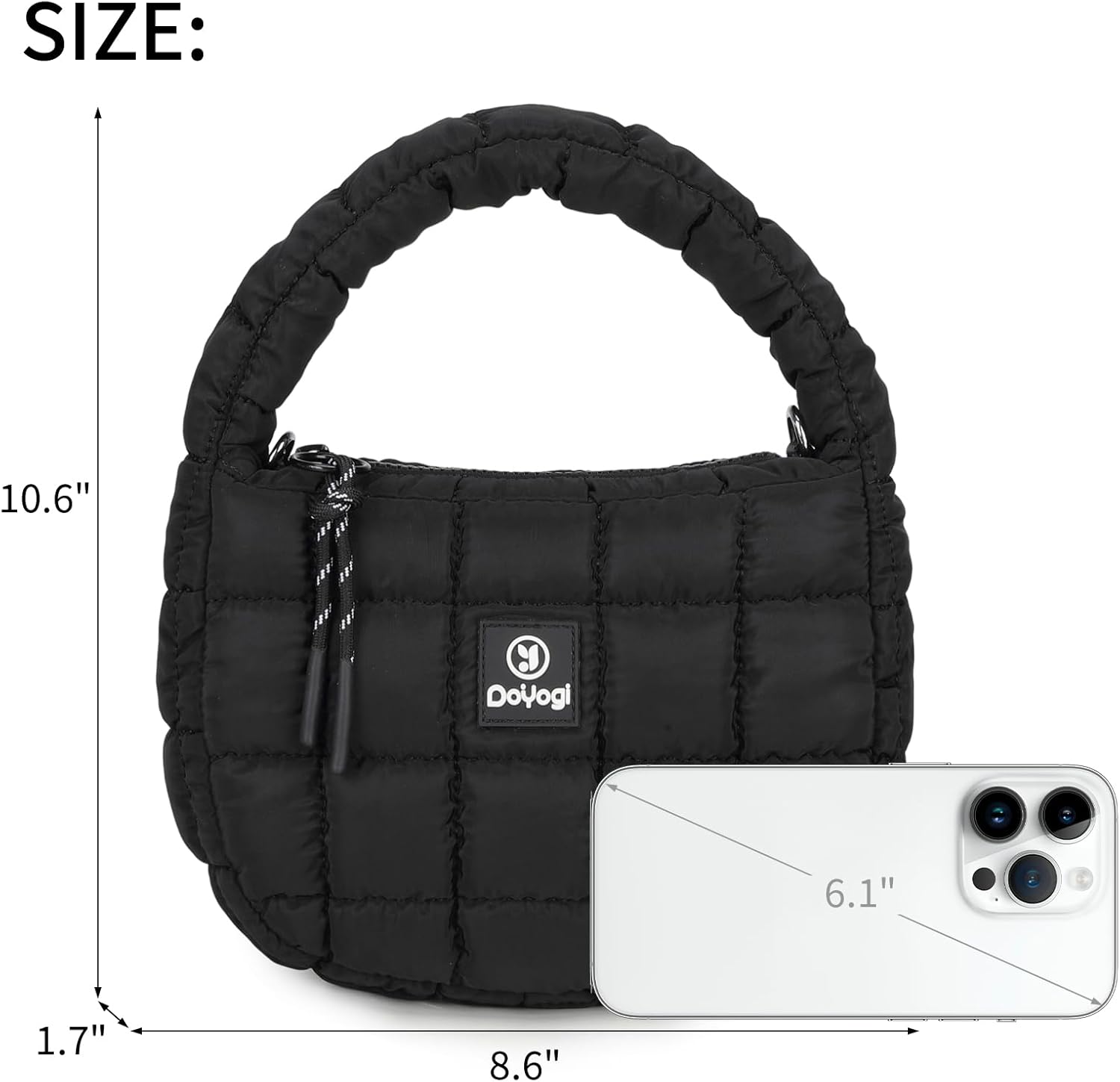 Puffer Small Handbag Nylon Purses Lightweight Cotton Padding Hobo Quilted Wristlet Bag for Women - Image 3