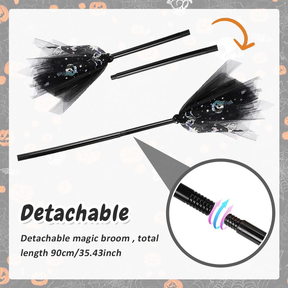 FCXVXCL Halloween Witch Skirt,3pcs Halloweens Outfits Witch Costumes Tutu Skirt Hat Witchs Broom for Kids Girls Halloween Fancy Dress Cosplay Costume - Image 3