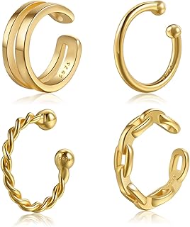 Cuff Earrings 925 Sterling Silver Ear Cuff Earrings Non-Piercing Fake Helix Cartilage Cuff Earrings Various Styles Conch Ear Cuffs Fine Jewelry for Women Man