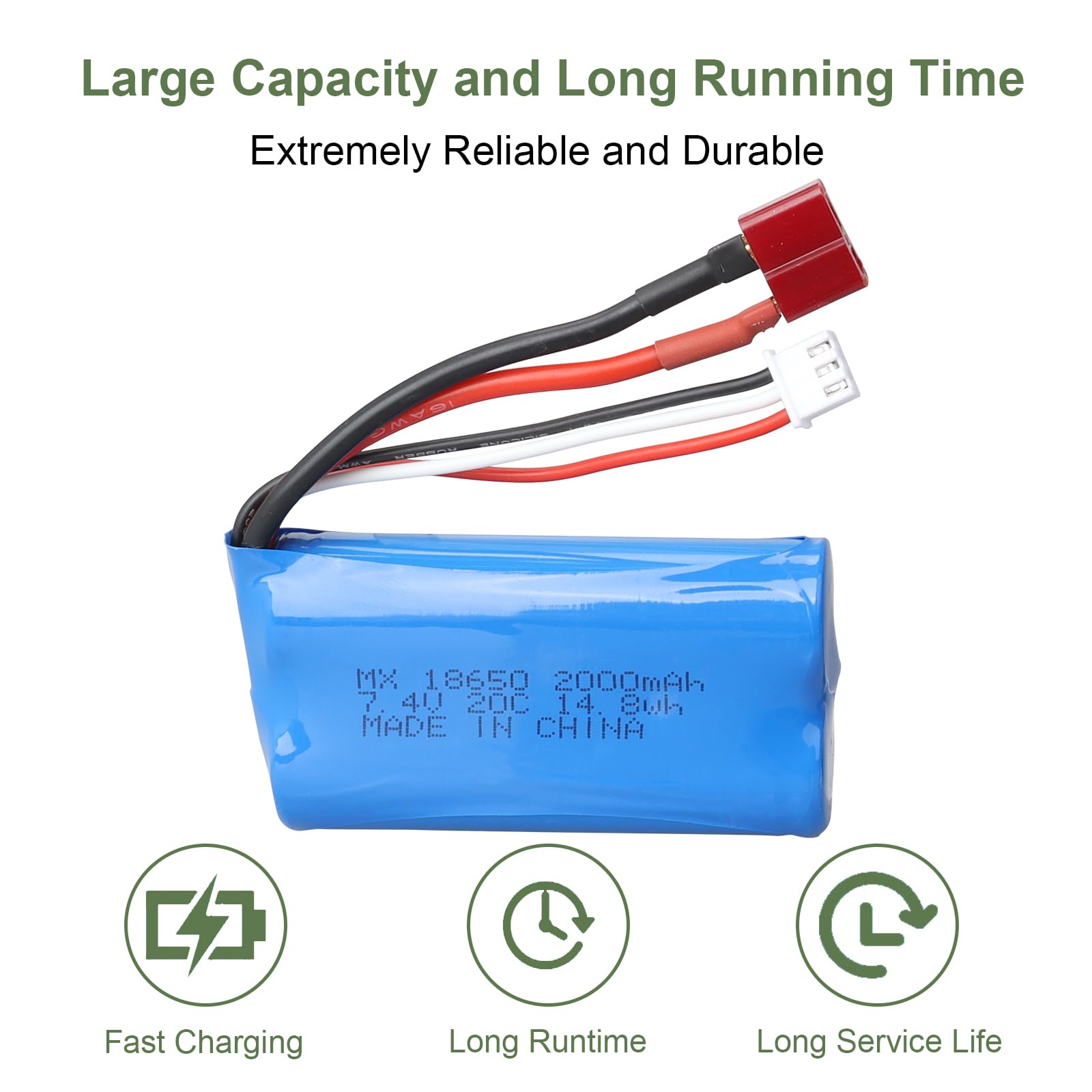 Akumulator litowo-jonowy 7,4 V 2000 mAh 14,8 Wh 2S 20C T wtyczka żeńska do RC samochód terenowy