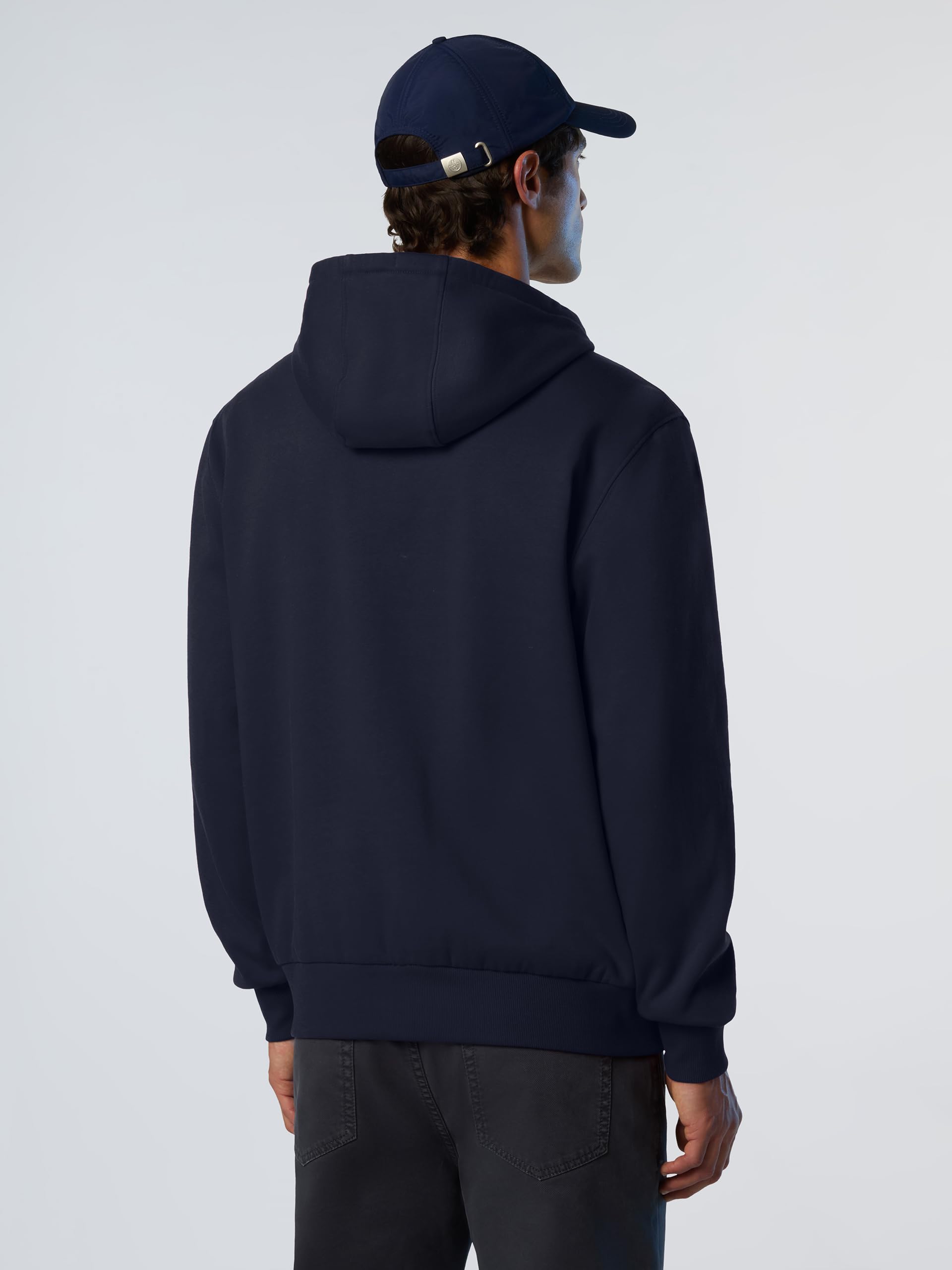 NORTH SAILS Felpa Hoodie Uomo in Cotone Organico con Zip e Logo Ricamato