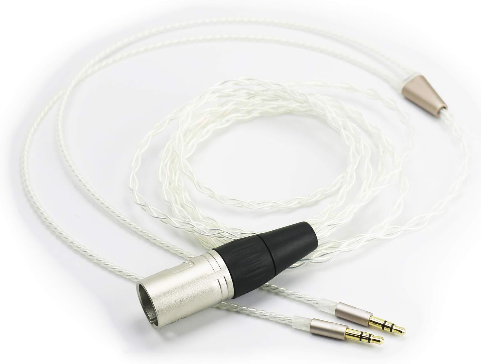 – HiFi Cable 4-pin XLR Balanced Male to Dual 3.5mm male Compatible with Beyerdynamic T1 2nd, T5p Second Generation Headphones Silver Plated Replacement Upgrade Audio Cable