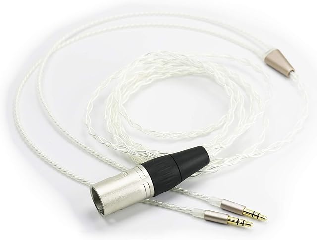 Ablet HiFi Cable 4-pin XLR Balanced Male to Dual 3.5mm male Compatible with Beyerdynamic T1 2nd, T5p Second Generation Headphones Silver Plated Replacement Upgrade Audio Cable