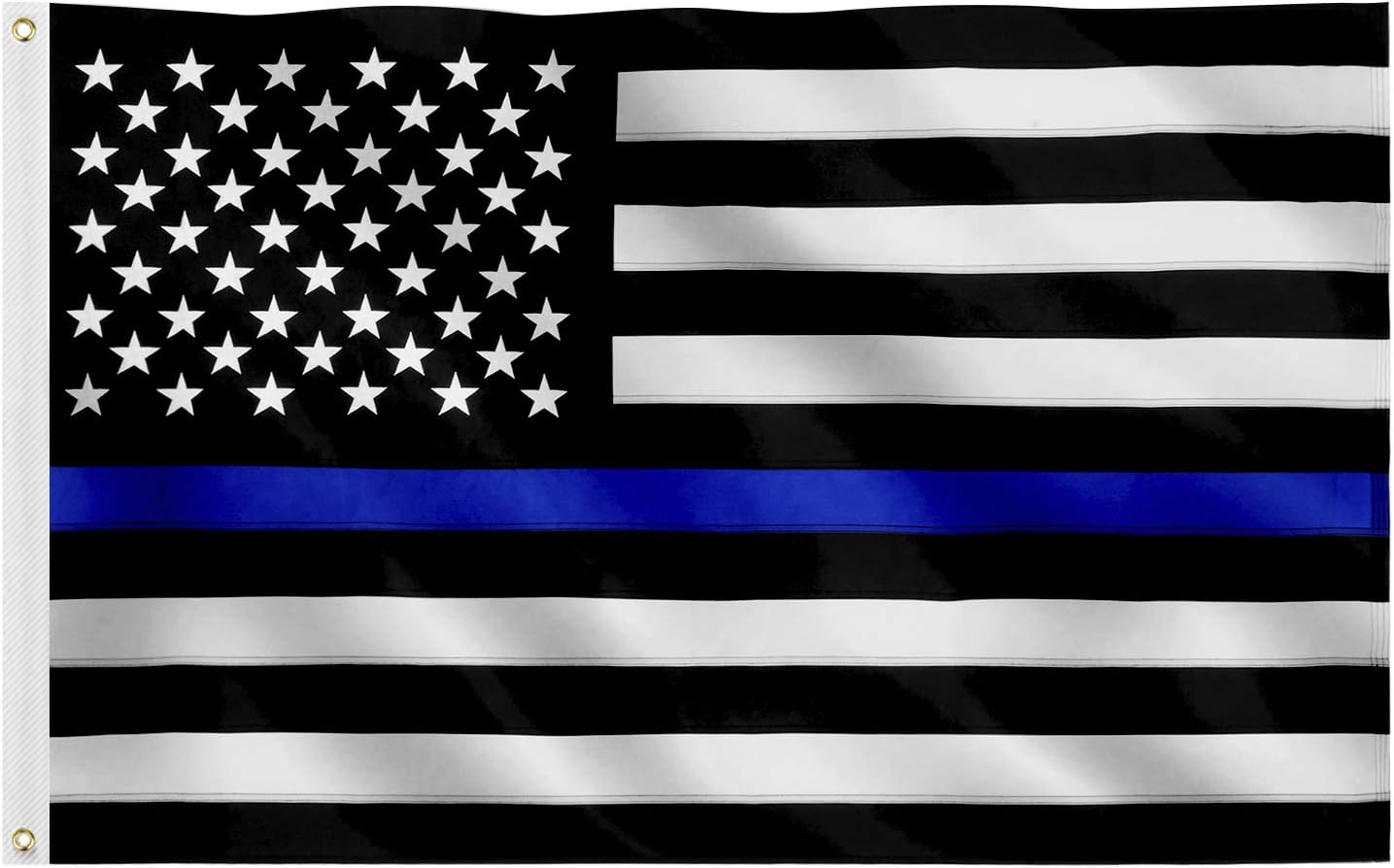 JetlifeeBlack White Thin Blue Line American Flag 3x5 Ft Heavy-Use Polyester Embroidered Stars Sewn Stripes Fast Dry, All Weather USA Flag-Honoring Law Enforcement Officers