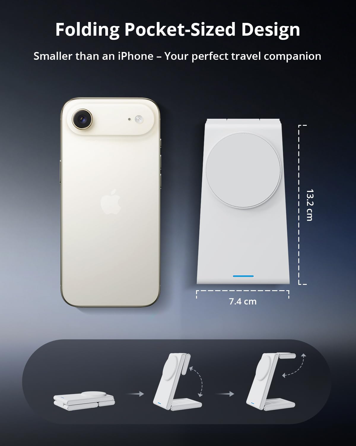 GEEKERA Station de Charge 3-en-1 pour Apple: Chargeur Magnétique pour iPhone Air/17-12, Support Chargeur pour iWatch, Chargeur à Induction Compatible avec MagSafe pour AirPods, Blanc Mat