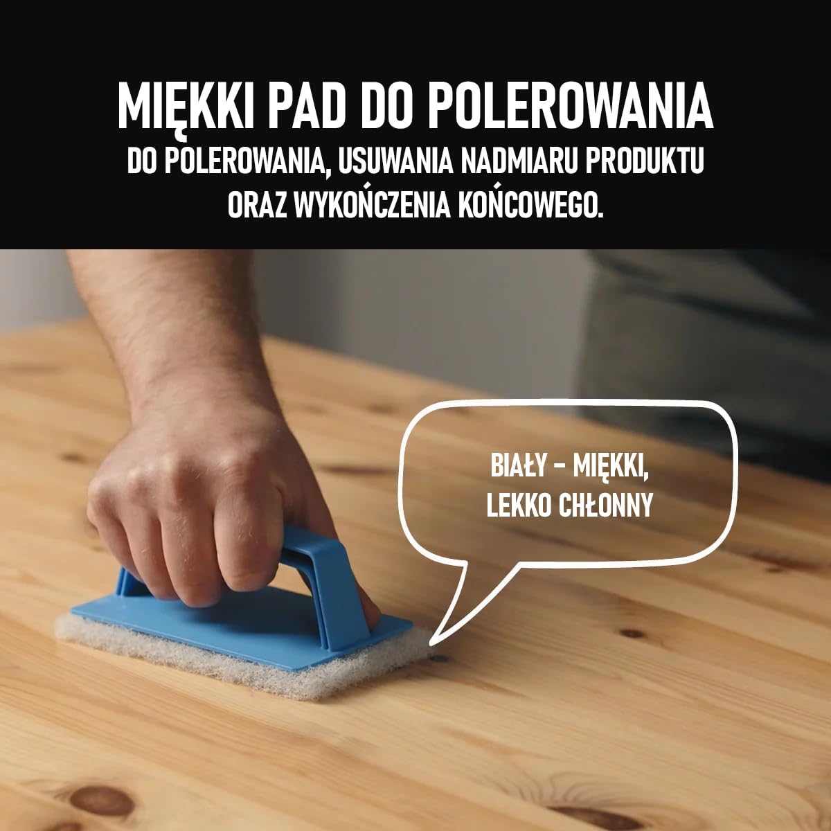 OLI-NATURA Padset z uchwytem ręcznym i 20 podkładkami - Kompletny zestaw do profesjonalnego nakładania oleju na drewno - Podkładki do masażu i polerowania