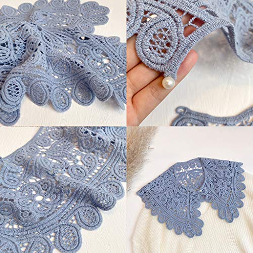 appuivbt Women Hollow Out Crochet Lace Fake Collar Floral Lace False Collar Shawl Faux Pearls Button Short Poncho Capelet3