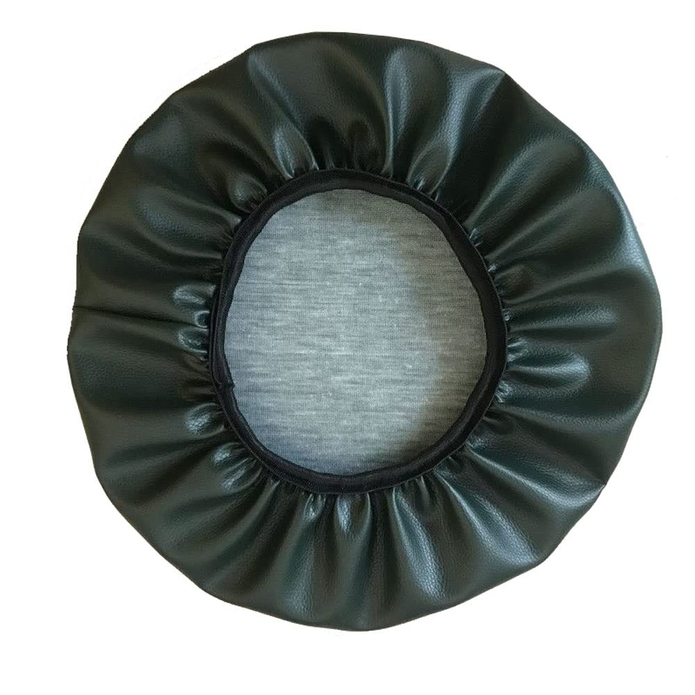 ZZDZW Rolling Stool Round Bar Stool Seat Covers Stool PU Leather Cushion Slipcover Elastic Bar Chair Covers For 14-17 Inch Chair Workbench Seat Slipcover Waterproof (Color : Dark green, Size : 40cm)