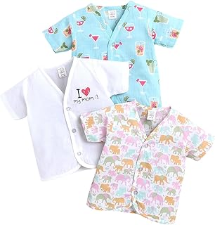 POLKA TOTS 100% Organic Muslin Jhabla for Baby Boys &amp; Girls | Unisex Half Sleeves Front Open Vest for Infants | Ultra-Sof...