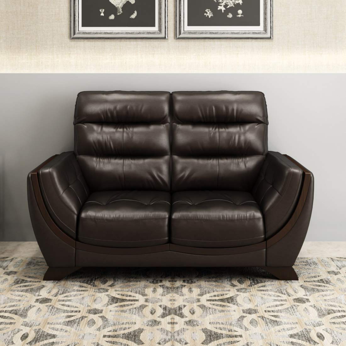 Durian Davos Leatherette Two Seater Sofa (Brown) (Davos/2