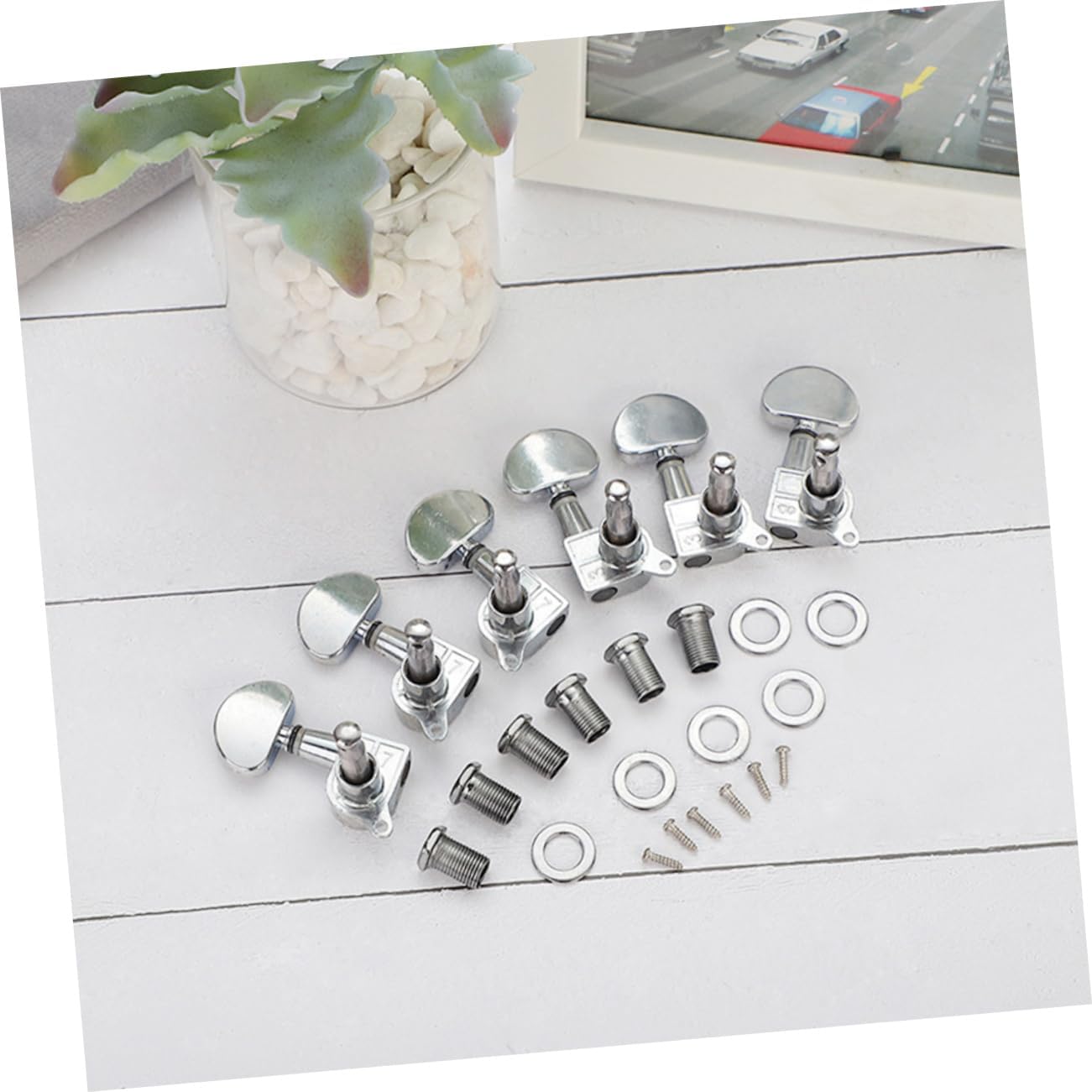 Mikinona Metal Guitar Tuning Pegs for Folk Guitar and Bass High-endurance Machine Heads for Improved String Sound and Easy Installation