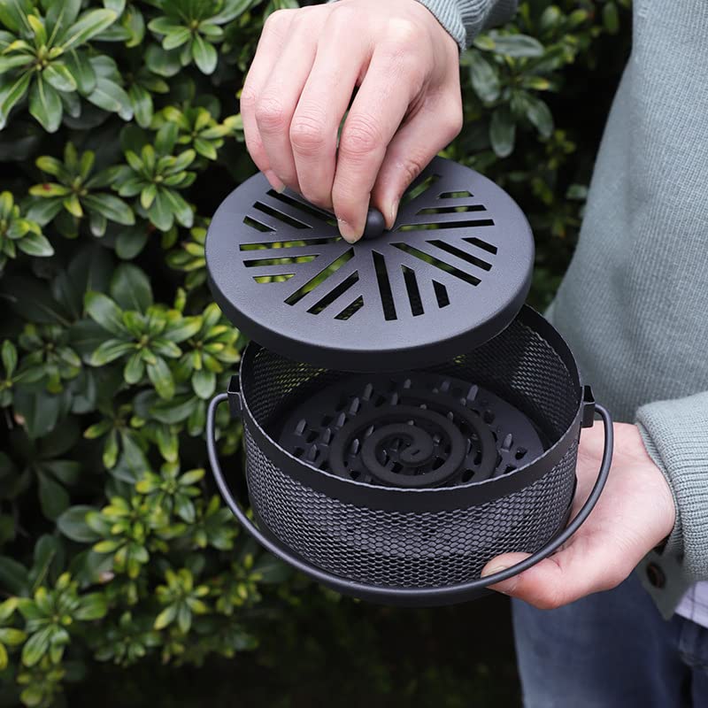Mückenspirale Halter Aus Metall - Mit Griff, Tragbar, 14.5x14.2 Cm, Für Drinnen & Draußen
