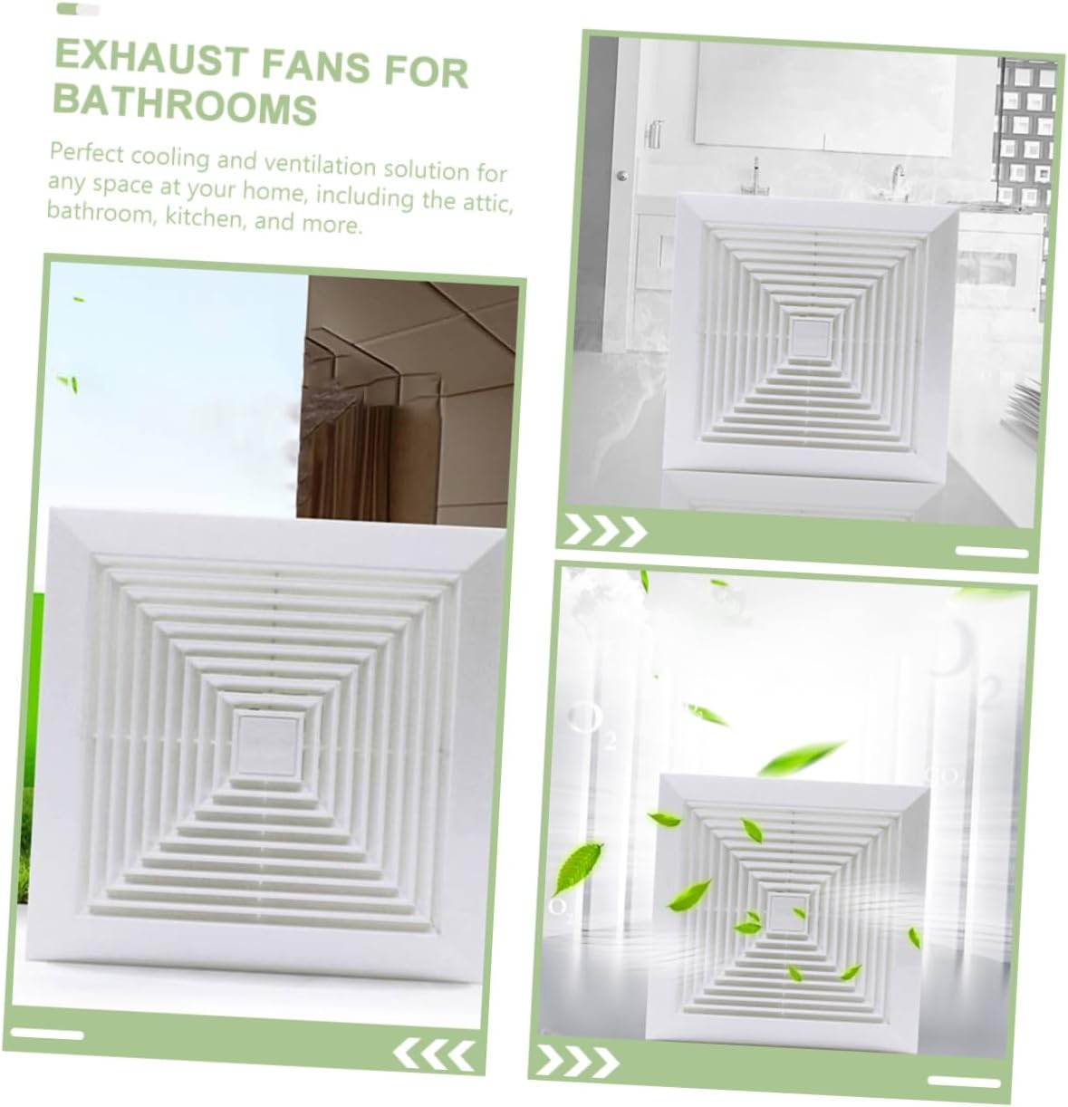 Angoily Powerful 8-inch Bathroom Exhaust Fan 40w Silent Ceiling Ventilation Fan for Kitchen and Toilet, 20x20 Inch Cutout, 24x24 Inch Outer Frame, Household Air Extractor