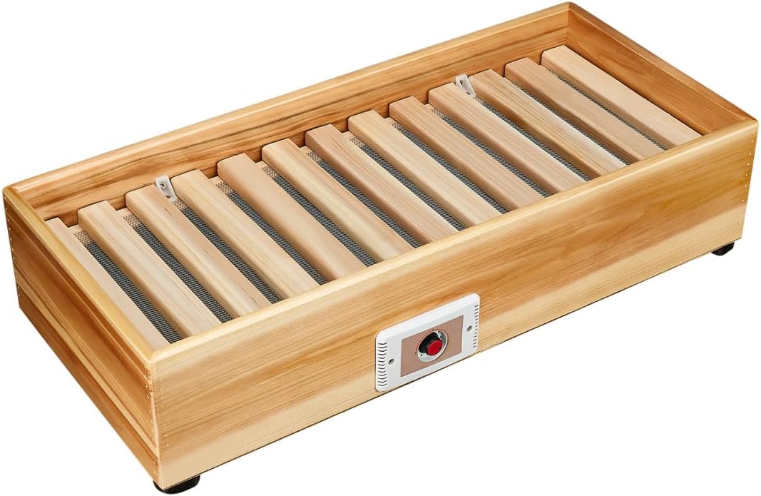 Solid Wood Foot Warmer - Solid Wood Housing, Home & Office Use, Infinite Knob Temperature Control for Precise Adjustment, Fast Heating, Quiet Operation, Non-Slip Base