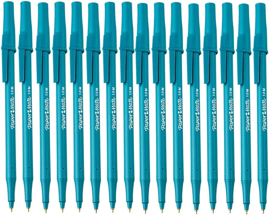 16 x Papermate Write Bros Classic Ballpoint Stick Pen, 1.0mm Medium Point, Blue Barrel/Blue Ink - Loose in Plain Packaging