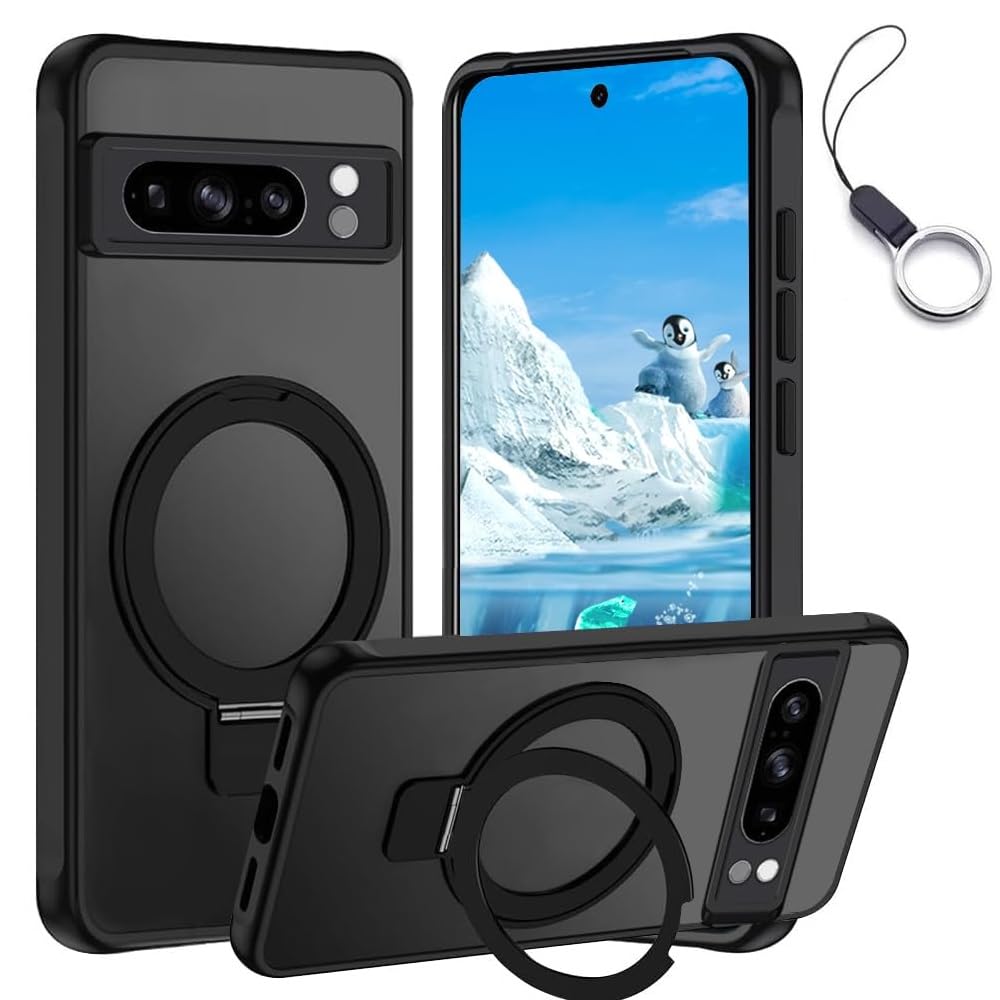 Google Pixel 7 ケース MagSafe対応 グーグルピクセル7 ケース マグネット搭載 スタンド機能【横縦両立/角度自由調整】 カバー 純正 薄型 マット感 指紋防止 耐衝撃 落下防止 車載ホルダー対応 （ブラック）