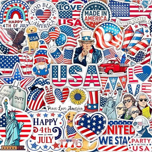 100Pcs USA Stickers and Decals for Water Bottle, Laptop - American Stickers- USA Party Supplies & Decorations - American Gifts - Gift for Women & Men