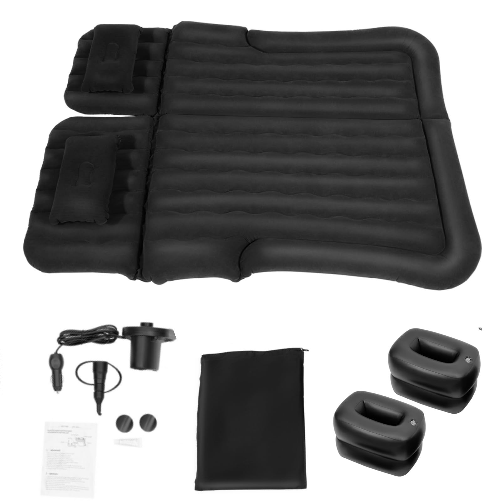 Colchón de aire para coche, SUV, camping, capacidad de carga de 250 kg, colchón inflable para coche, colchón, maletero, plegable, cama para coche, con bomba inflable, 2 reposacabezas, bolsa de