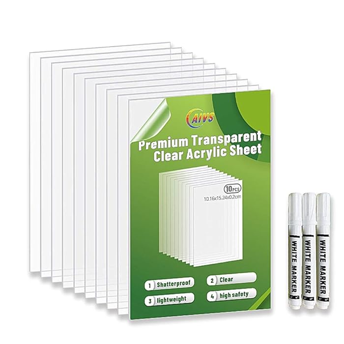 Buy 10 Pieces Transparent Clear Acrylic Sheets (4 inch x 6 inch) 0.08