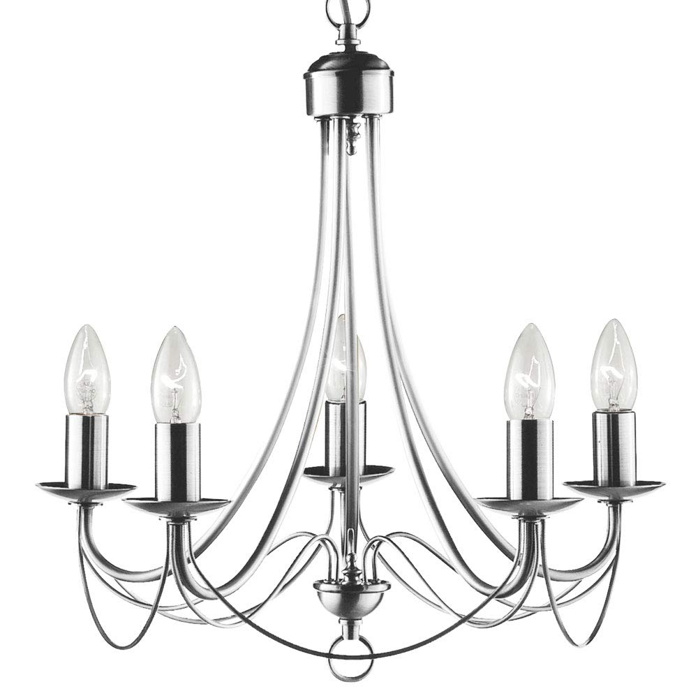 Lighting Collection  Silver Versaille 5Lt Pendant - Satin Metal