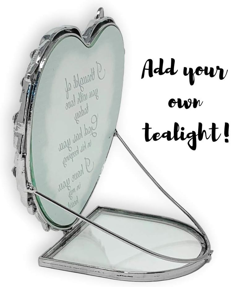 Memorial Wind Chimes and Candle Holder Set - I Thought of You with Love Today Poem - Bereavement Sympathy Condolence in Loving Memory Sentiment Chime is 15" L