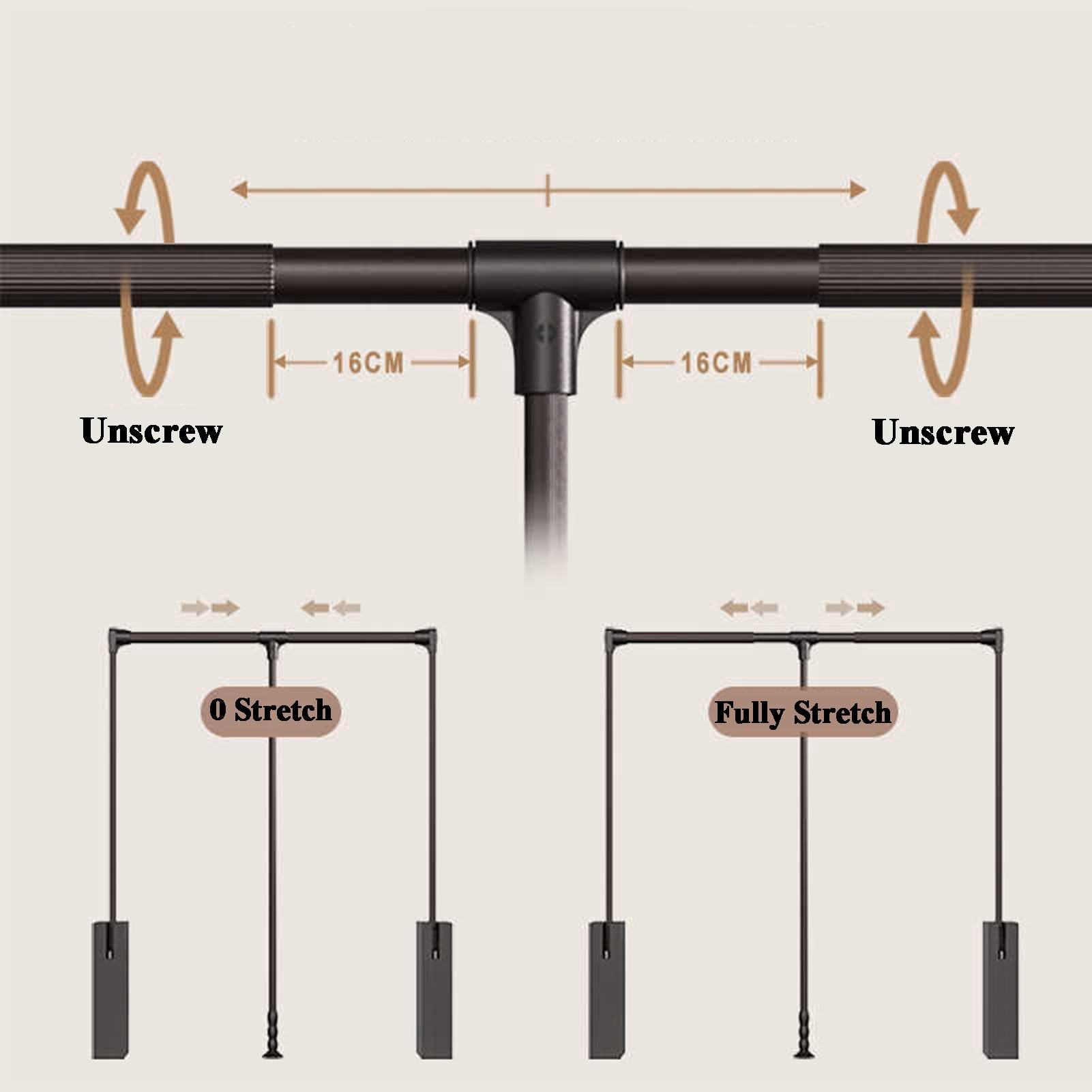 Appendiabiti retrattile a doppio buffer, regolabile, per armadi, 50-119 cm, carico 15 kg, ideale per appendere vestiti