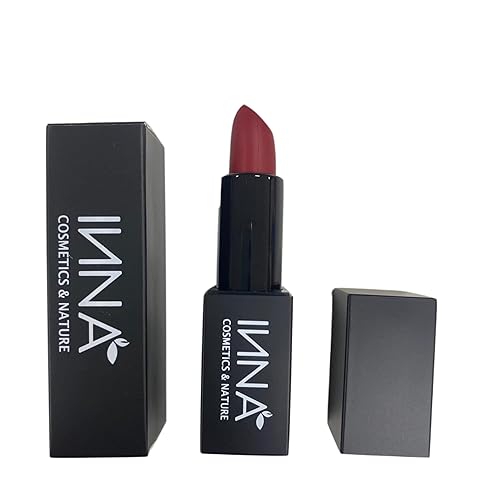 Inna Cosmetics & Nature - Lápiz labial mate, vegano, sin gluten, libre de crueldad, sin OMG con aceite de semilla de uva, 0.12 oz, rubor nude