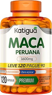 Maca Peruana, Sem sabor, Vegan products, Katiguá, 120 Cápsulas de 1600mg, Laranja