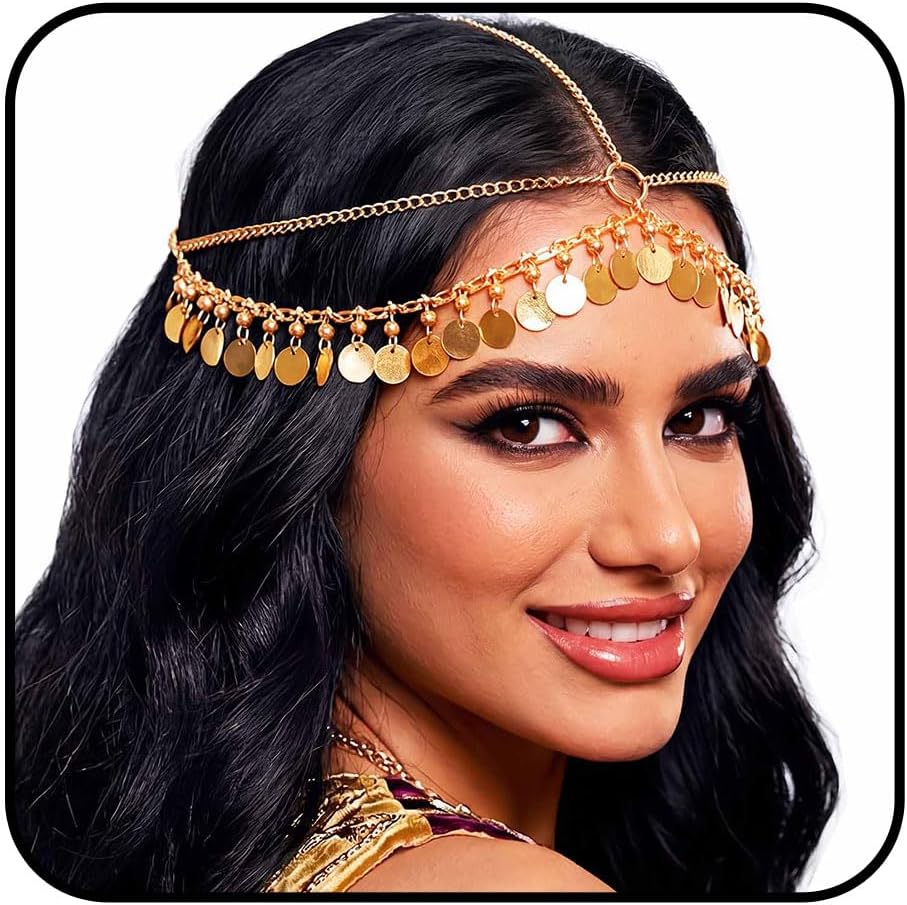 Boho Head Chain Gold Egyptian Headpiece for Women