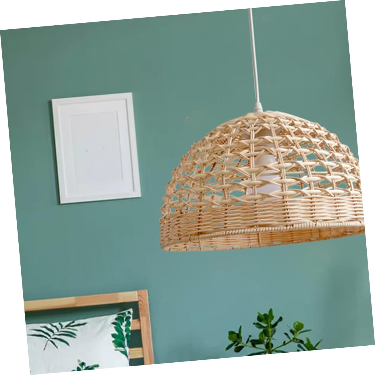 DOITOOL Rustic Woven Pendant Lamp Shade Handcrafted Rattan Chandelier Lampshade for Living Decor