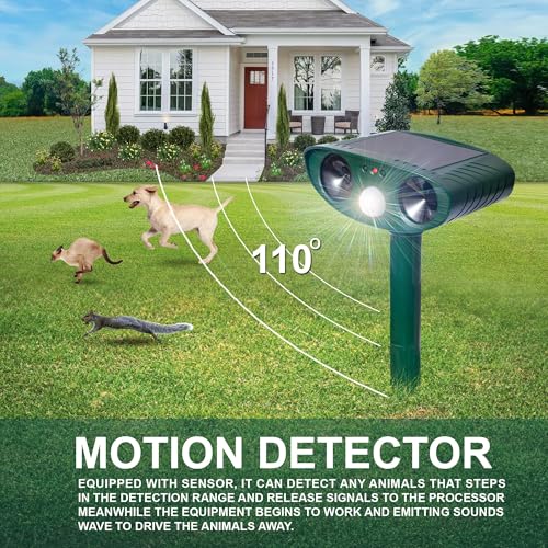 Solar Animal Repeller Cat Repellent 2 Pack Animal Deterrent Devices, Solar Powered Waterproof Outdoor Repels Cat, Dog, Fox, Derrent, Rat