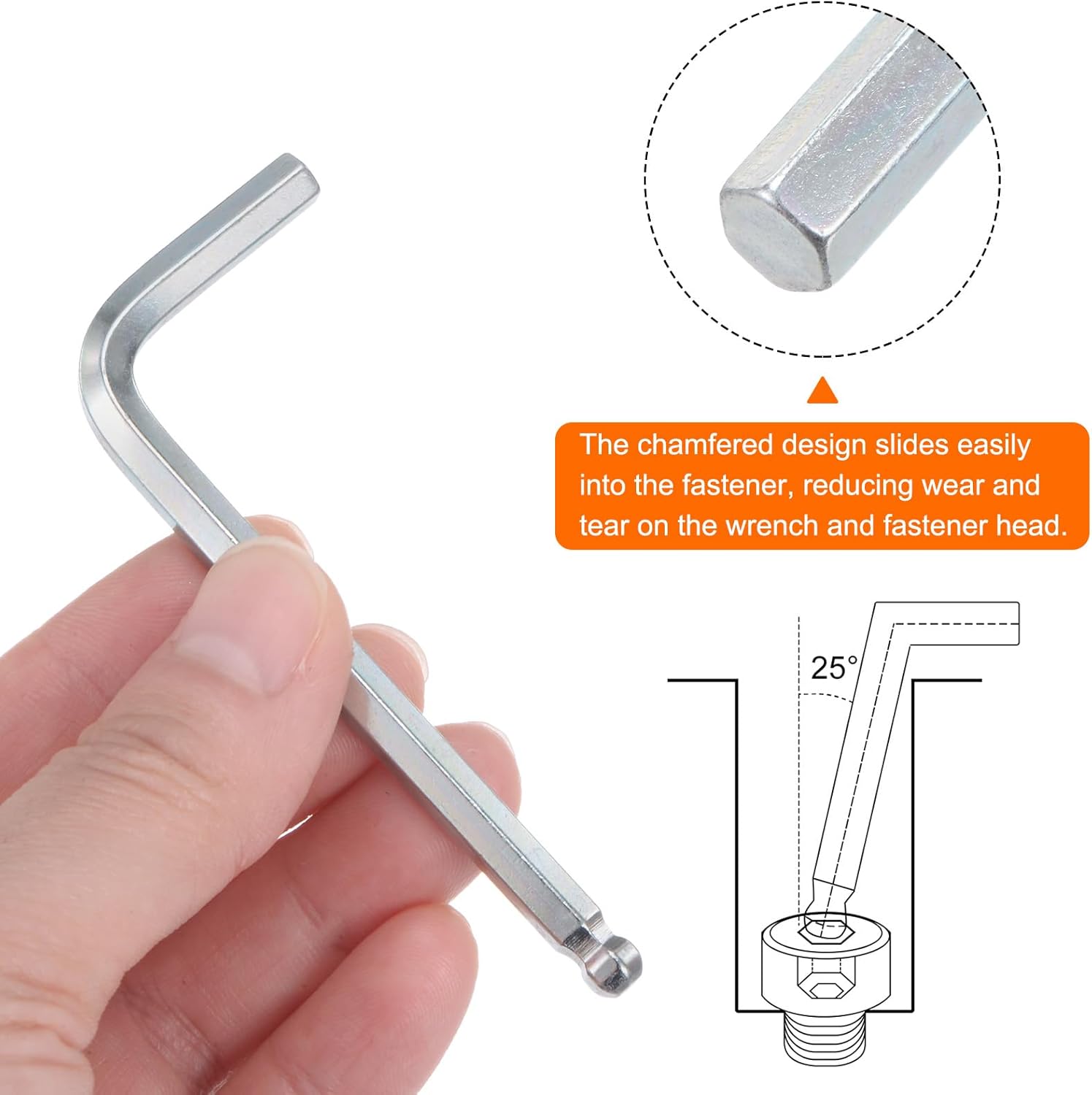 HARFINGTON 5pcs Ball End Hex Key Wrench 5mm L-Shape Hexagon Metric Wrenches Chrome Vanadium Steel Repairing Tool for Home Repair