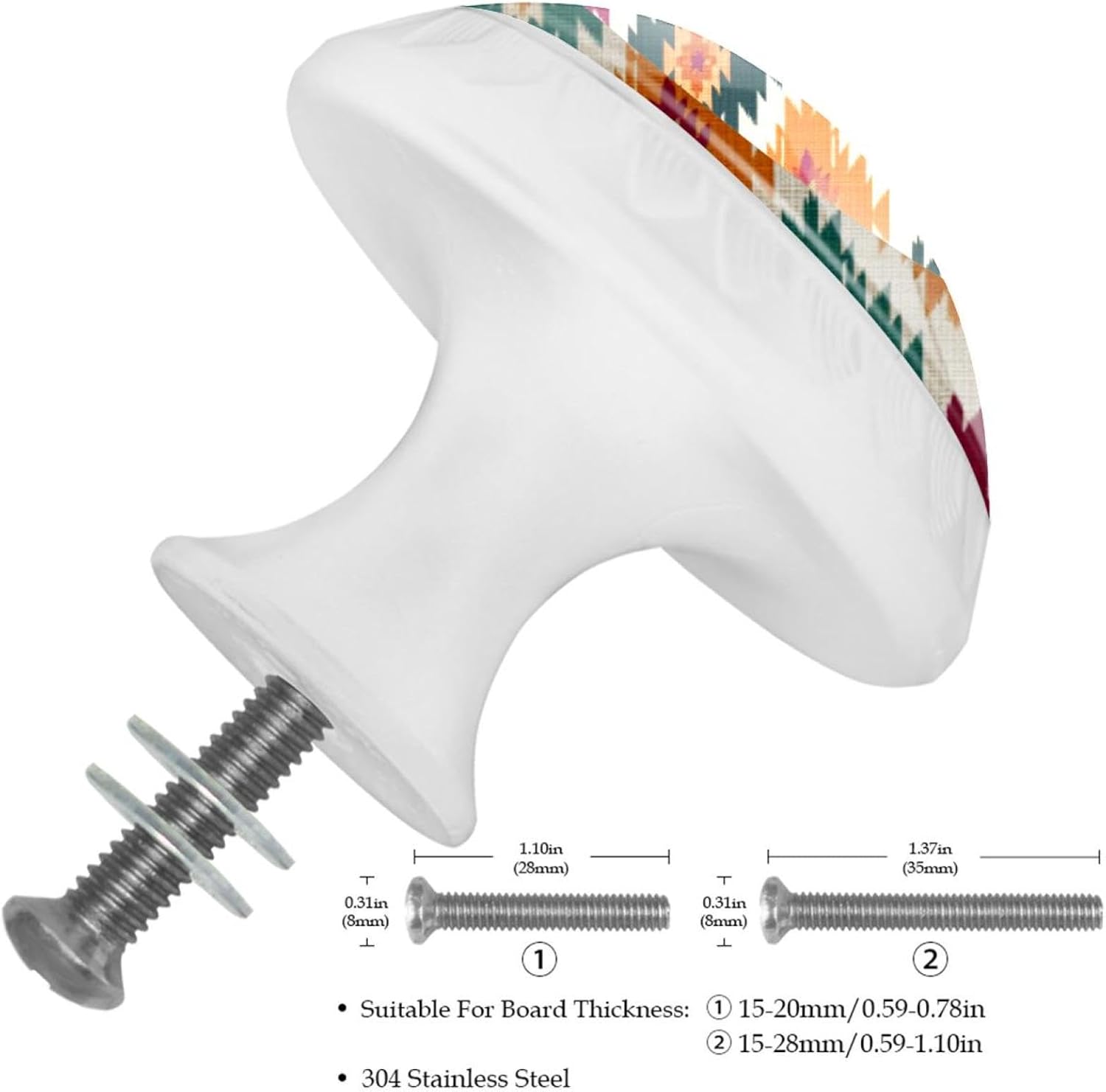 Boho Geometric Ornament (1) Dresser Knobs & Cabinet Knobs, Decorative Pattern Drawer Pulls with Screws, Crystal Glass Hardware for Home Farmhouse Decor
