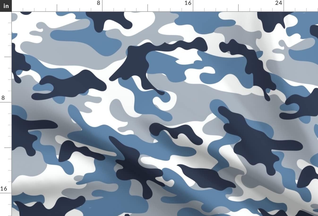 Spoonflower Fabric - Blue White Camouflage Pattern Camo Water Abstract Nursery Printed on Minky Fabric by The Yard - Sewing Baby Blankets Quilt Backing Plush