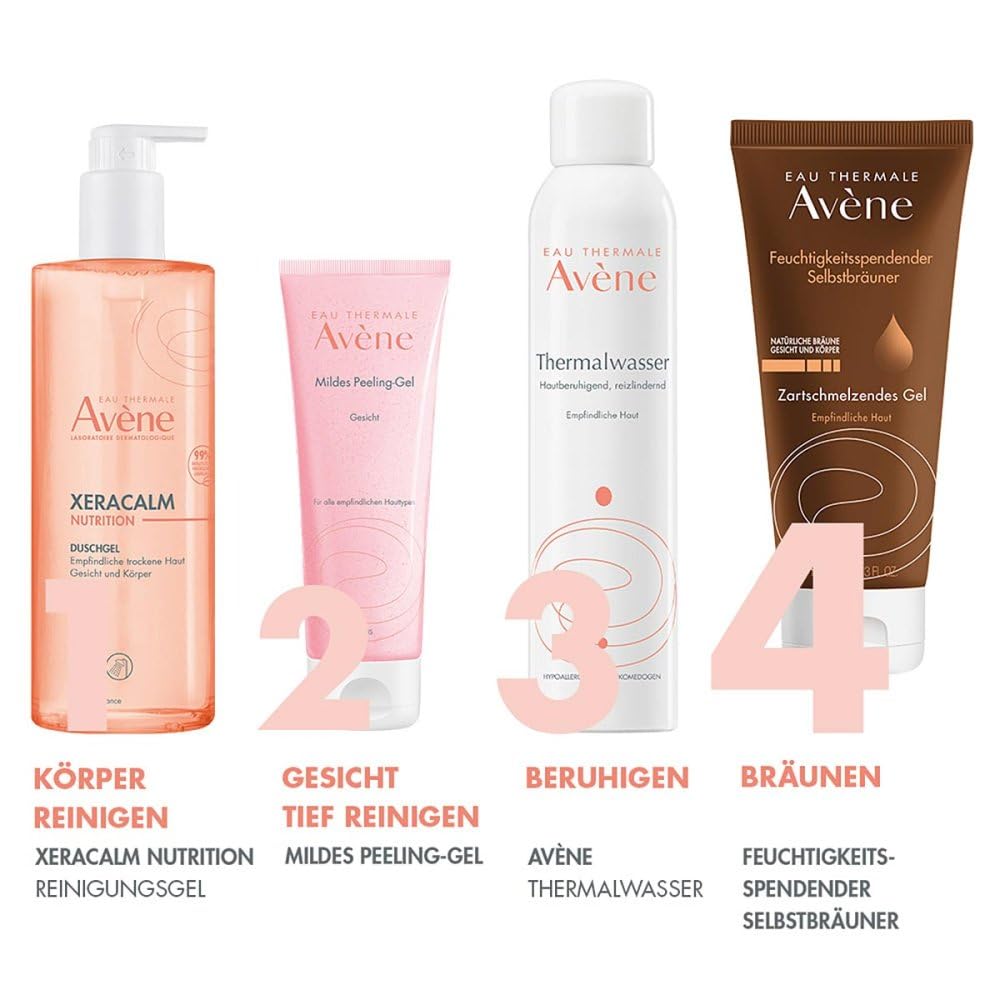 Eau Thermale Avène Gel autoabbronzante idratante viso e corpo, Effetto seta, 3.3 fl. oz