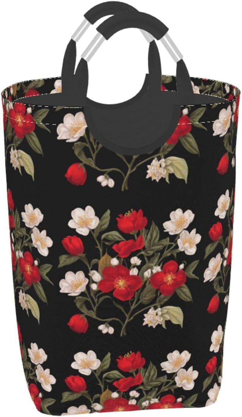 Cherry Blossoms Foldable storage bag, 50L capacity, suitable for laundry room, dormitory bedroom, dirty clothes storage basket.